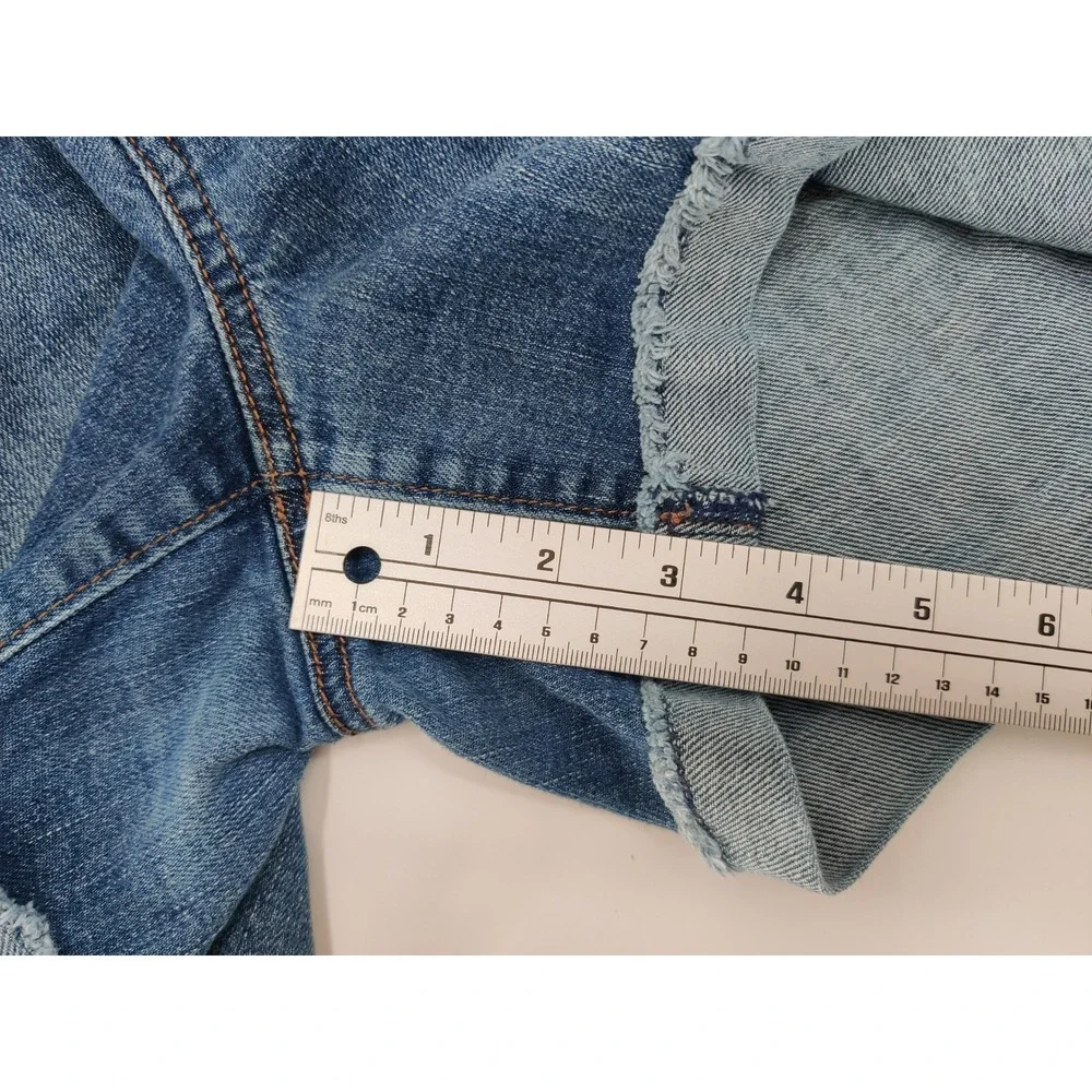 Loft Outlet Womens Denim‎ Shorts Medium Wash Button Fly Raw Hem Size 10